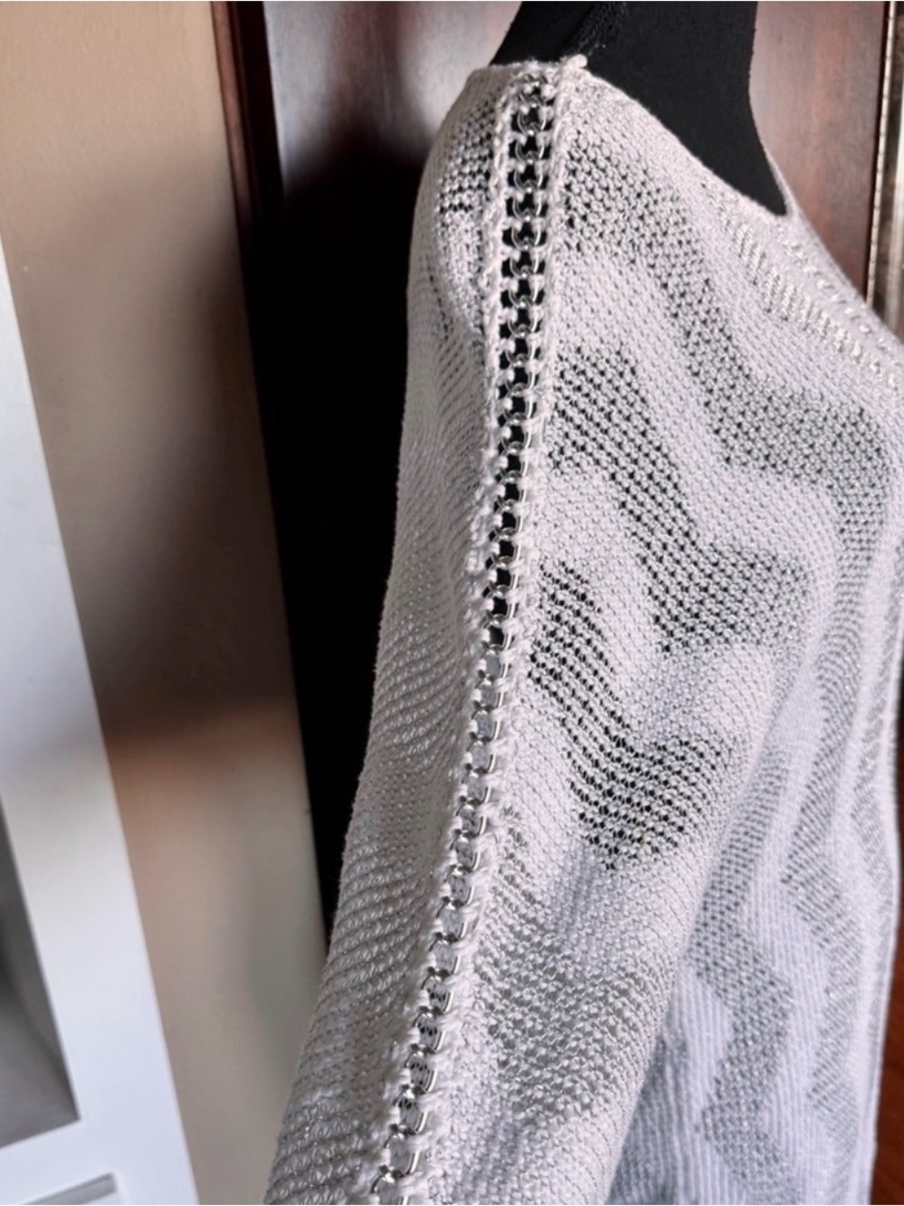 Chico’s White Sweater Metal Chain Tunic Top